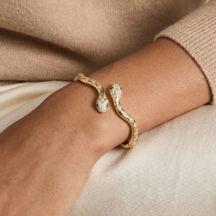 Dainty Snake Necklace & Mini Snack Bracelet Combo Set