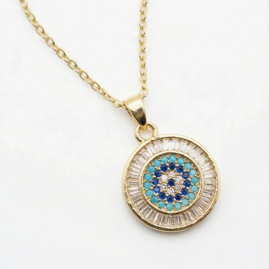 Ocean Glow Mandala Evil Eye Necklace