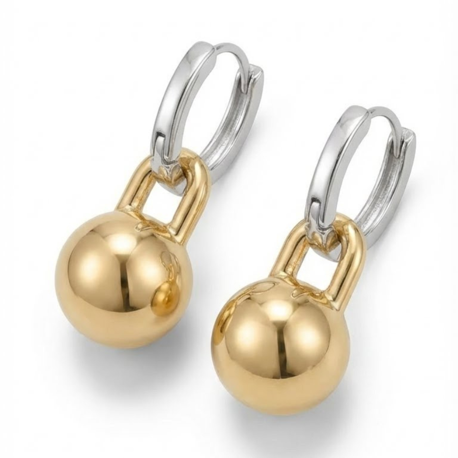 Gold & Silver Polished Globe Earrings