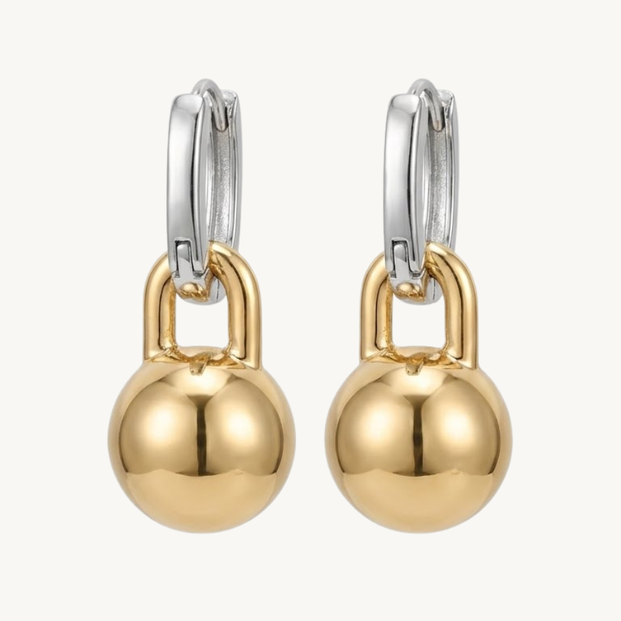 Gold & Silver Polished Globe Earrings
